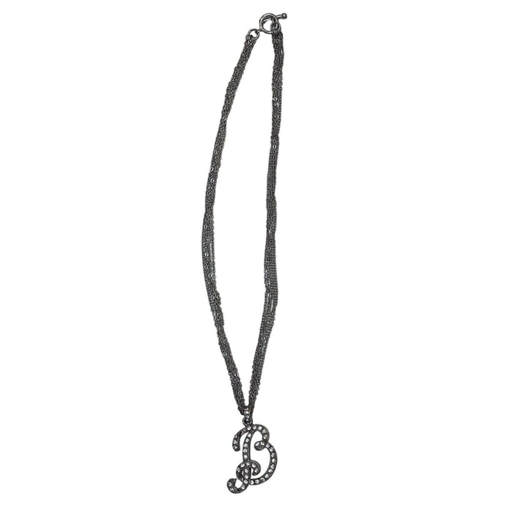Necklace Letter B Rhinestones Silver Tone Fashion‎ Costume Jewelry
